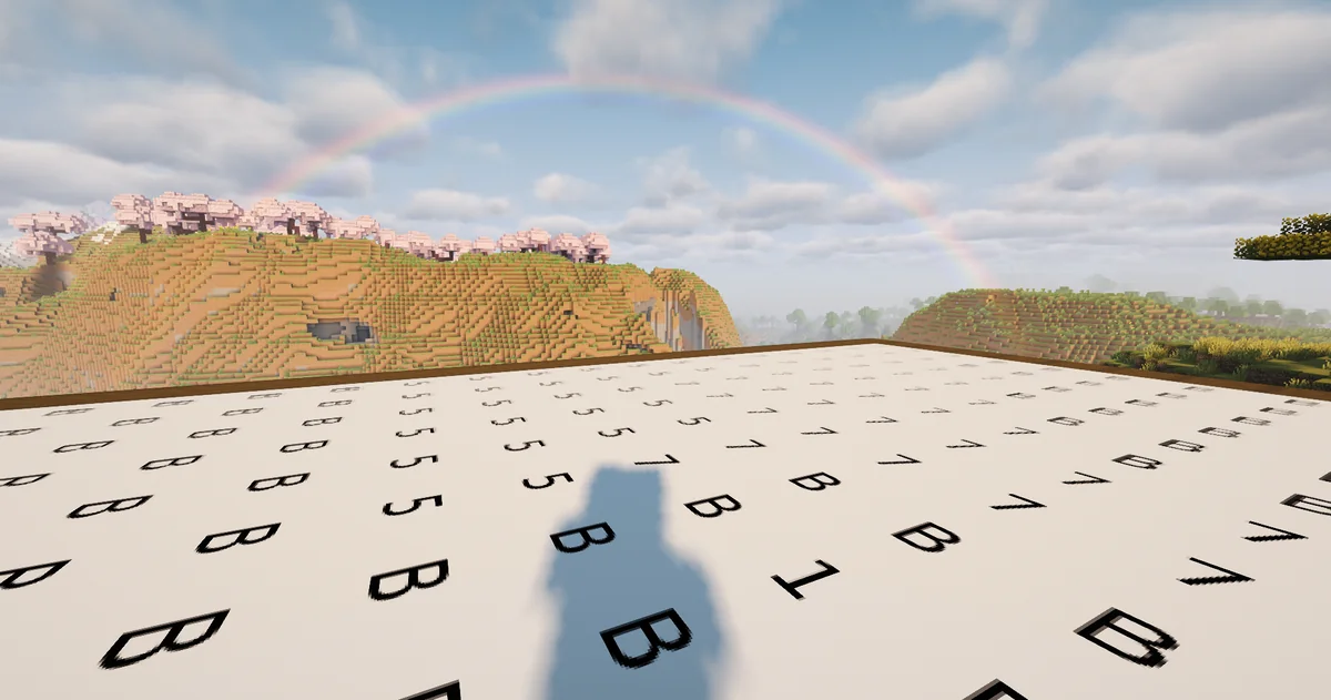 A close view of numbers marking the blocks on the giant white canvas