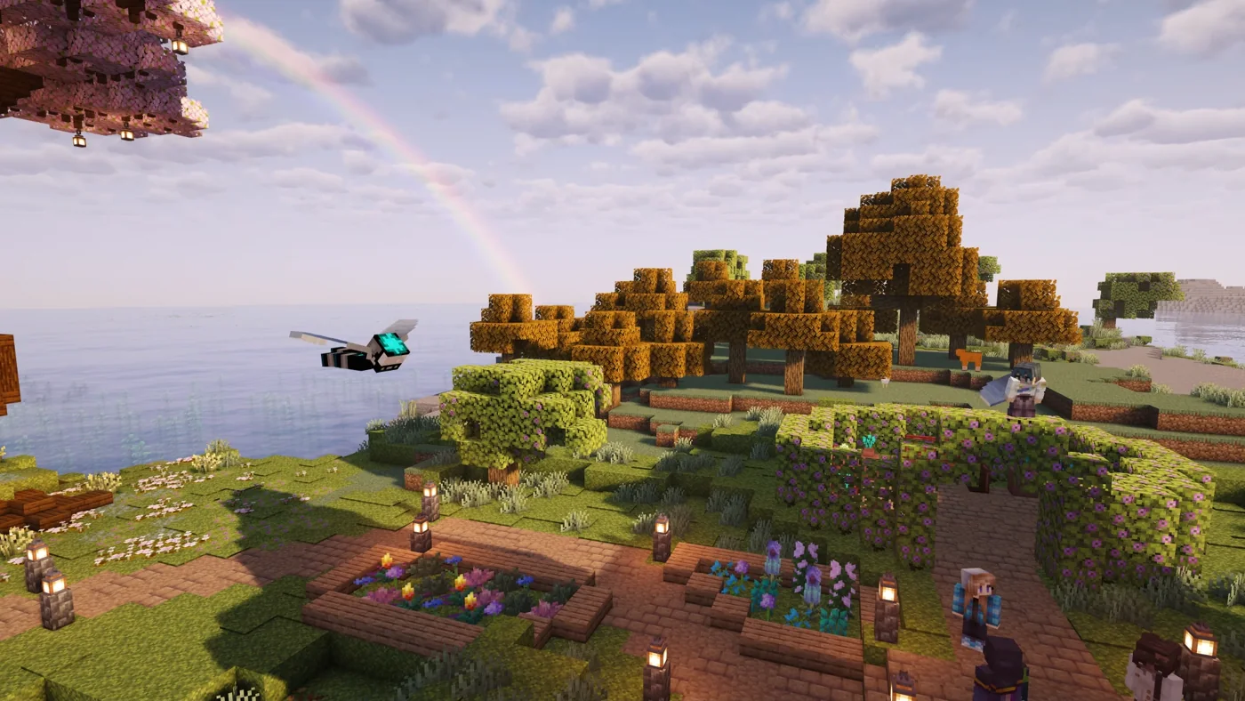 A wide view of community-built homes and pathways in Second Haven